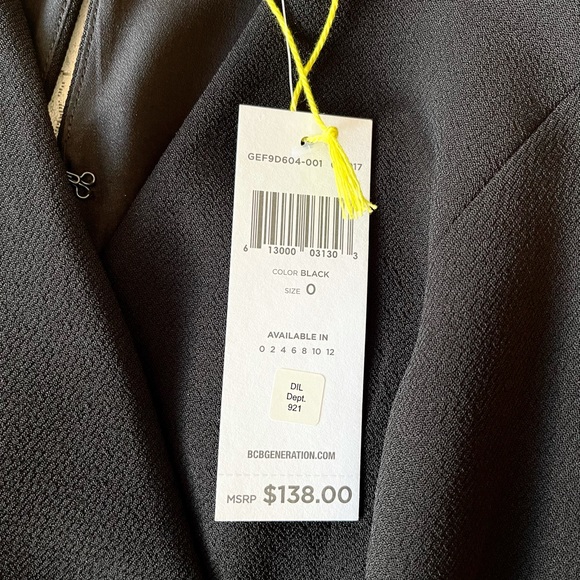 BCBGeneration Vest Jumpsuit Black, Size 0, New - Picture 8 of 8